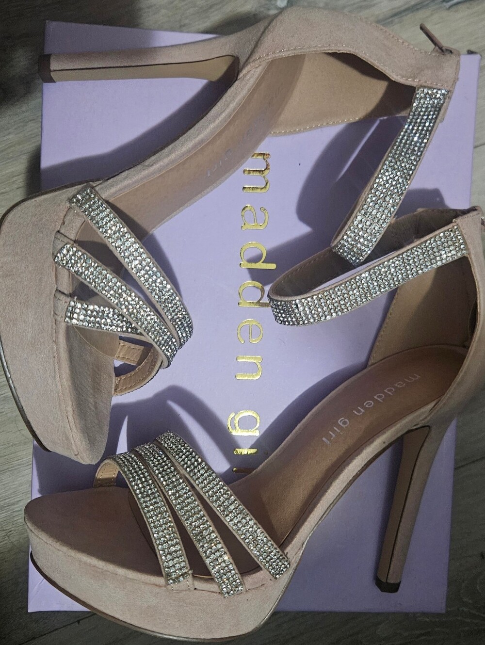 madden girl Blush Crystal-Strap High Heel Sandals